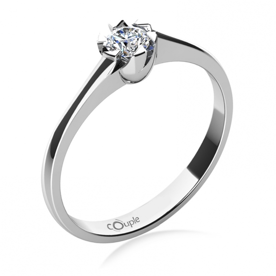 Zajímavý zásnubní prsten Jess, bílé zlato a briliant